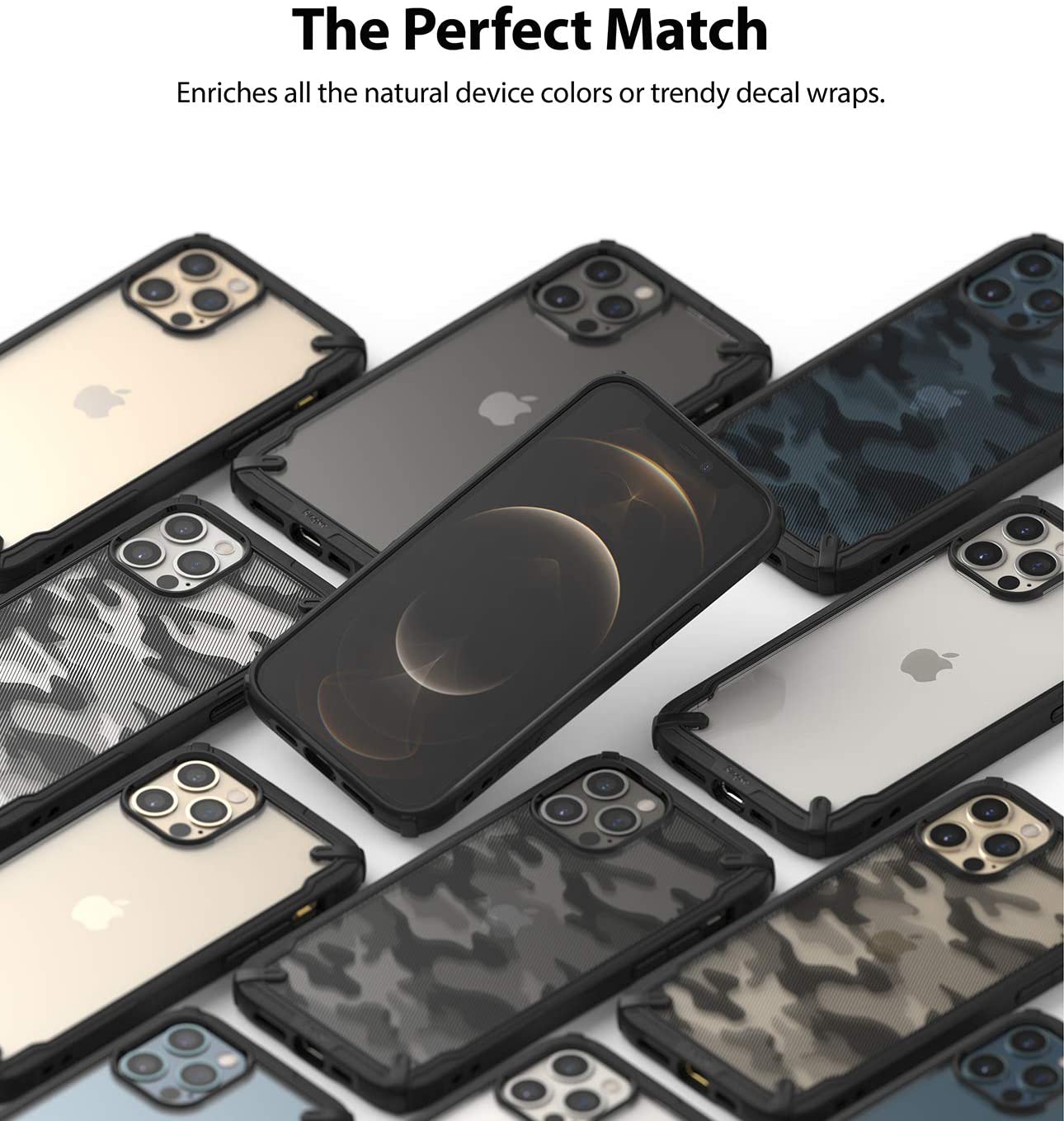 Ringke Fusion X iPhone 12 / Pro Max / Pro / Penutup Lasak Mini Sarung Bampar TPU Pelindung Gred Tentera