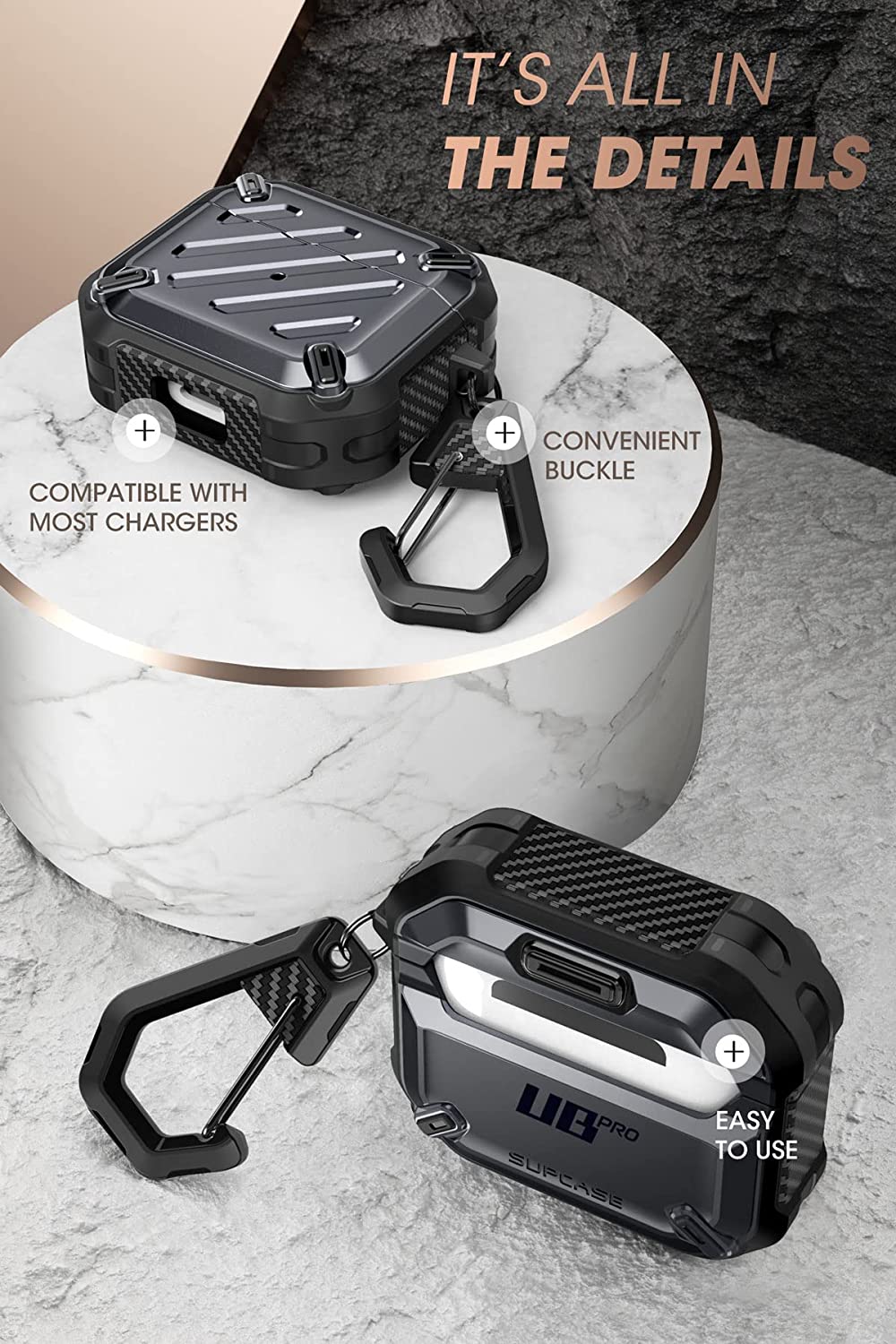 SUPCASE Unicorn Beetle Pro Series Case Airpods 3 (2021), Full-Body Rugged Protective Case with Carabiner for AirPods 3rd Generation