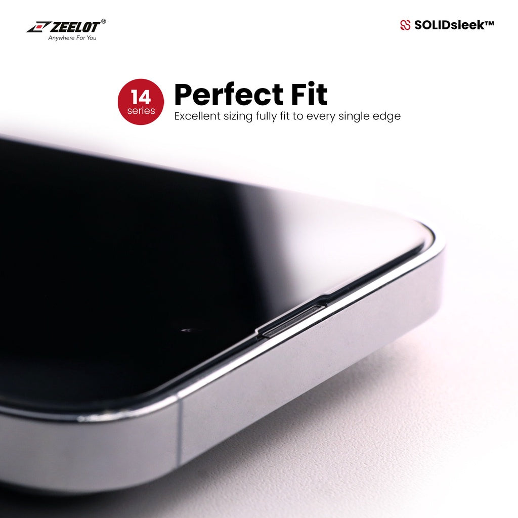 ZEELOT SOLIDsleek Tempered Glass Screen Protector for iPhone 14 / Plus / Pro / Pro Max Series