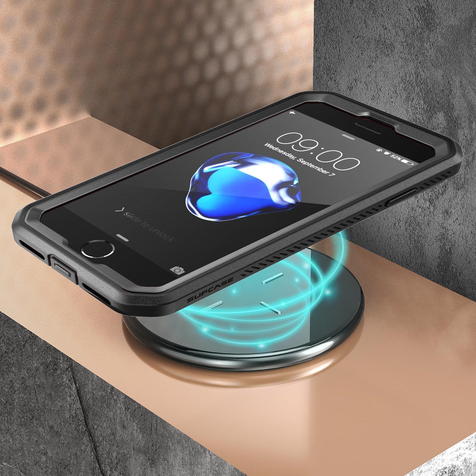 SUPCASE Unicorn Beetle Pro Series iPhone SE (2020) / 8/7 Sarung Sarung Lasak Seluruh Badan dengan Pelindung Skrin Terbina Dalam (Hitam)