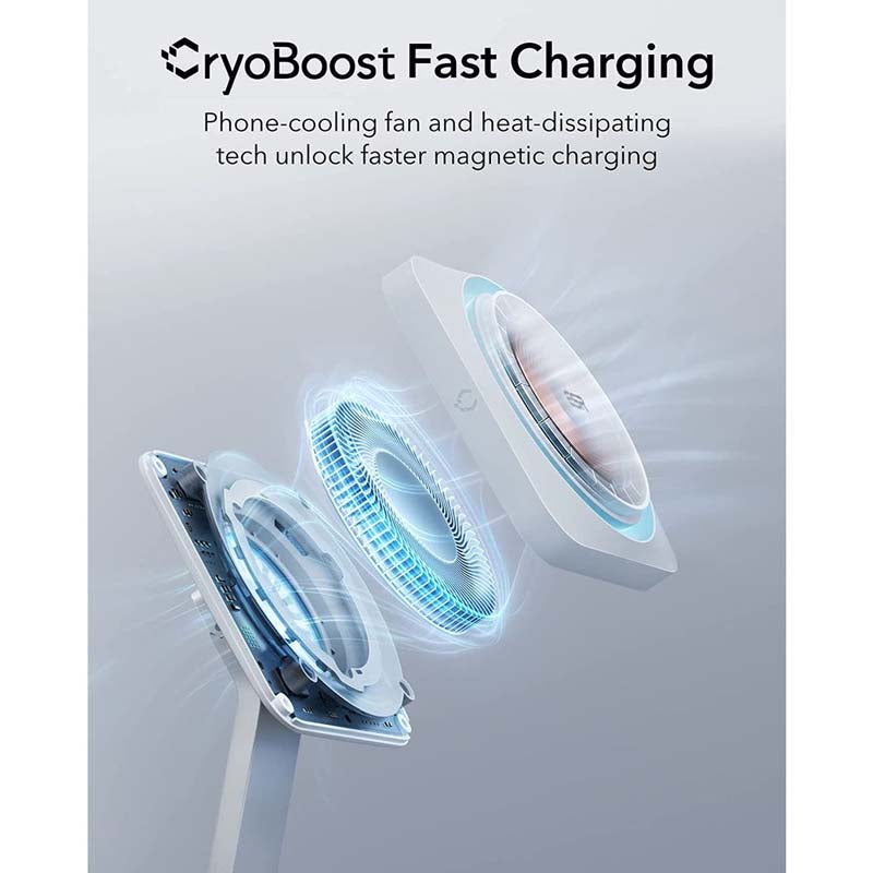 Pengecas Wayarles 2-dalam-1 ESR HaloLock dengan CryoBoost, Serasi dengan MagSafe, Pengecasan Pantas Penyejukan Telefon