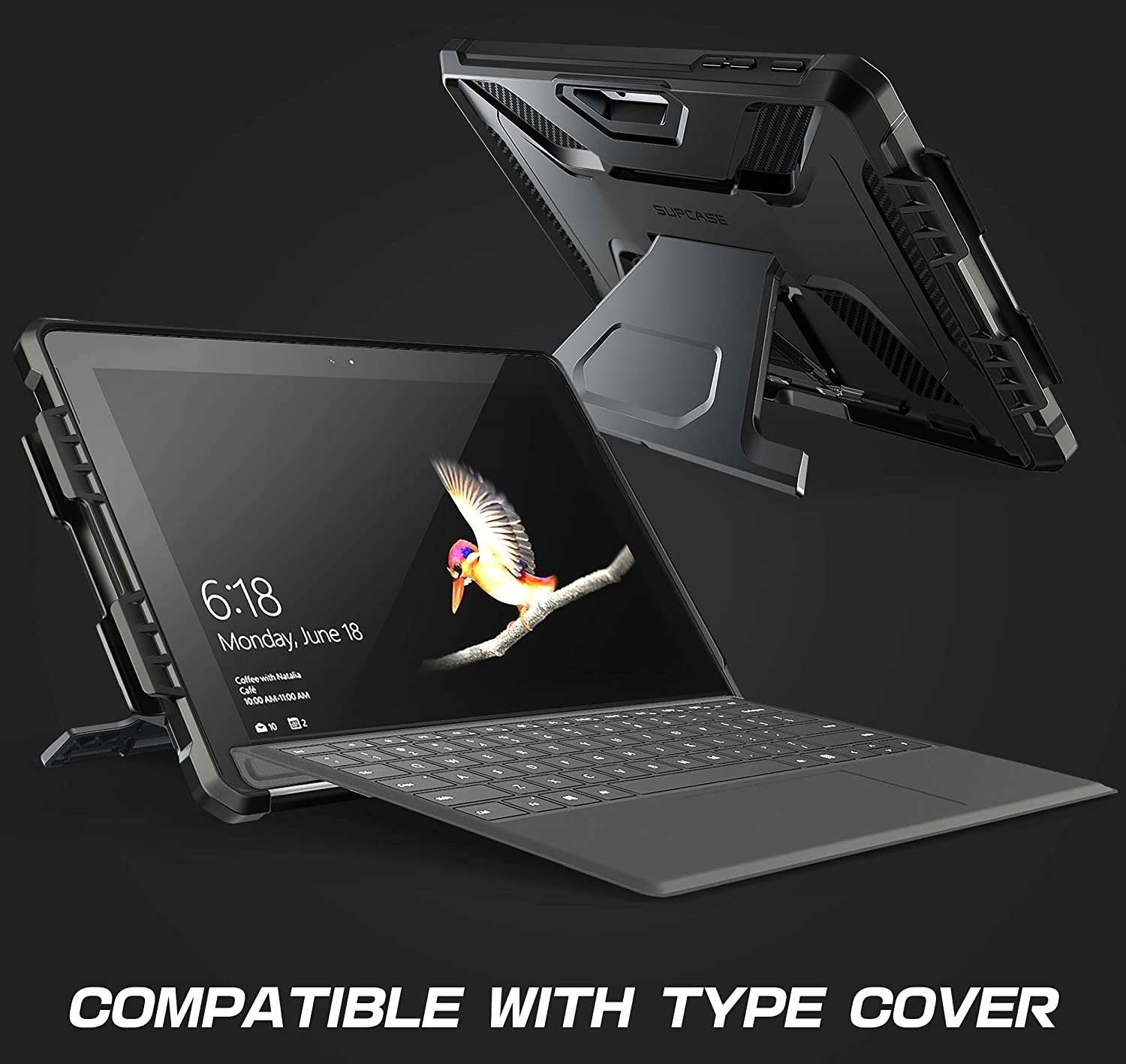 SUPCASE UB Pro Microsoft Surface Go 10 inch 2018 / Surface Go 2 10.5 inch 2020 Full-Body Kickstand Rugged Protective Case(Black)