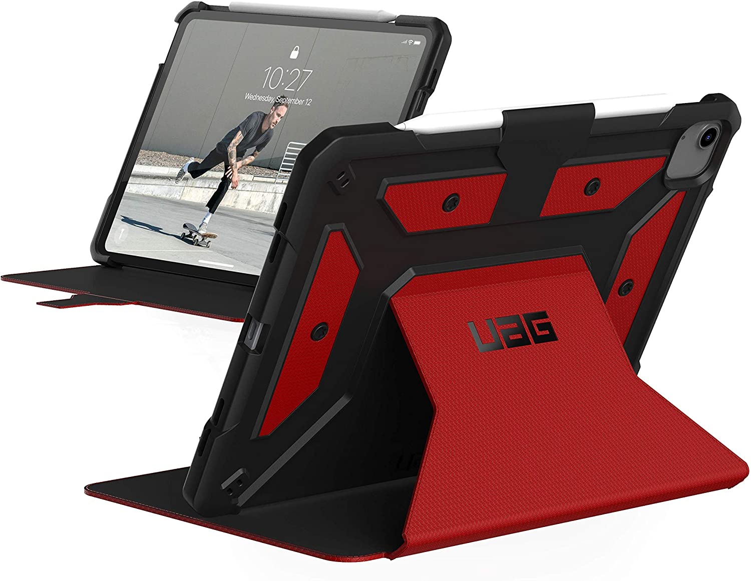 UAG iPadAir 10.9" (4thGen,2020) Metropolis Folio Slim Heavy-Duty Tough Multi-Viewing Angles Stand Military Drop Tested Rugged Cover, Black