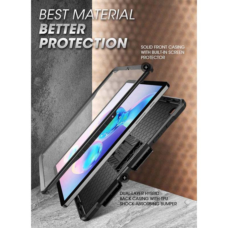 SUPCASE UB Pro Galaxy Tab S6 10.5" / S6 Lite 10.4"(2019) Pelindung Skrin Terbina Dalam Sarung Pelindung Kickstand Lasak Badan Penuh (Hitam)