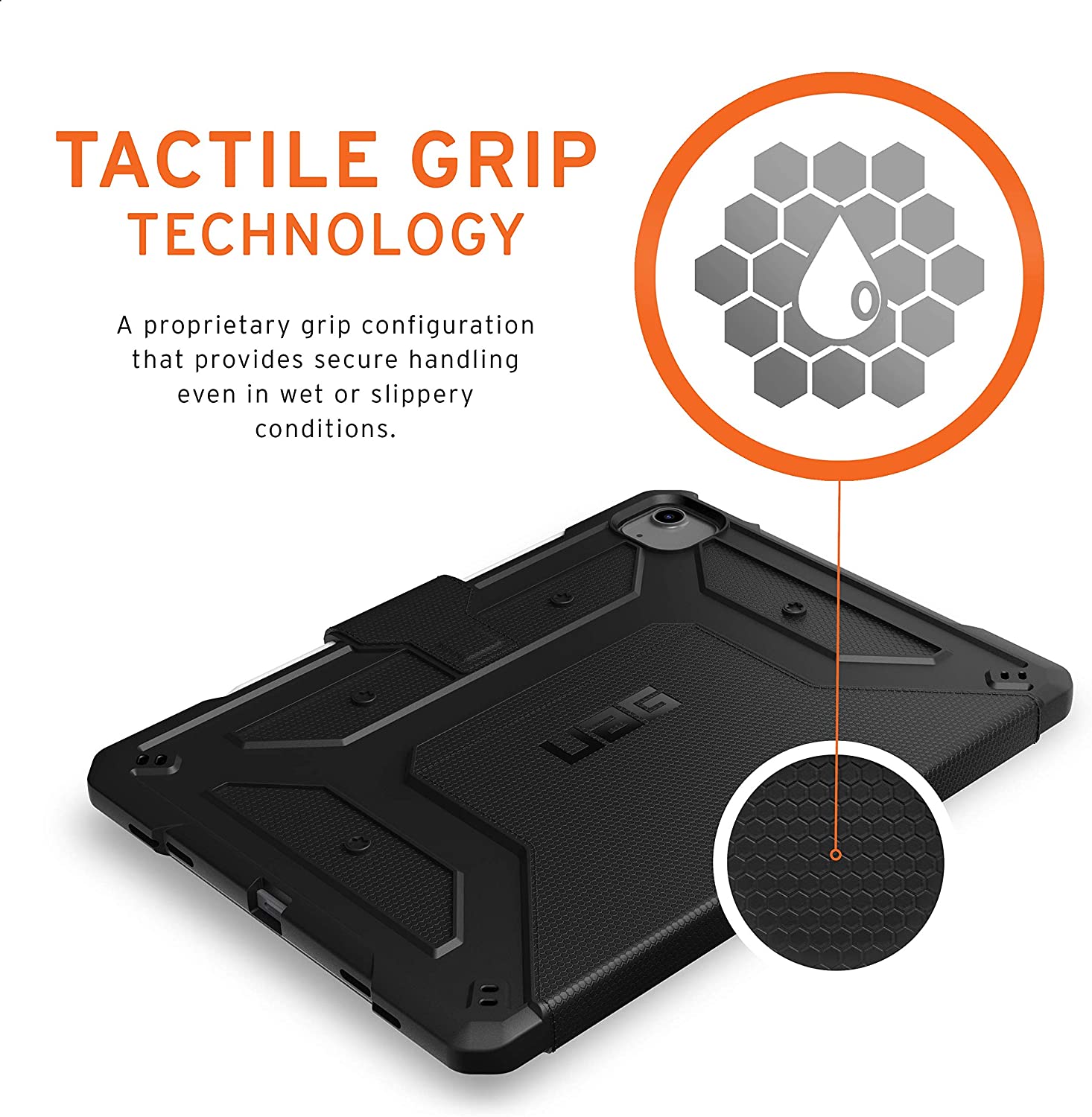 UAG iPadAir 10.9" (4thGen,2020) Metropolis Folio Slim Heavy-Duty Tough Multi-Viewing Angles Stand Military Drop Tested Rugged Cover, Black