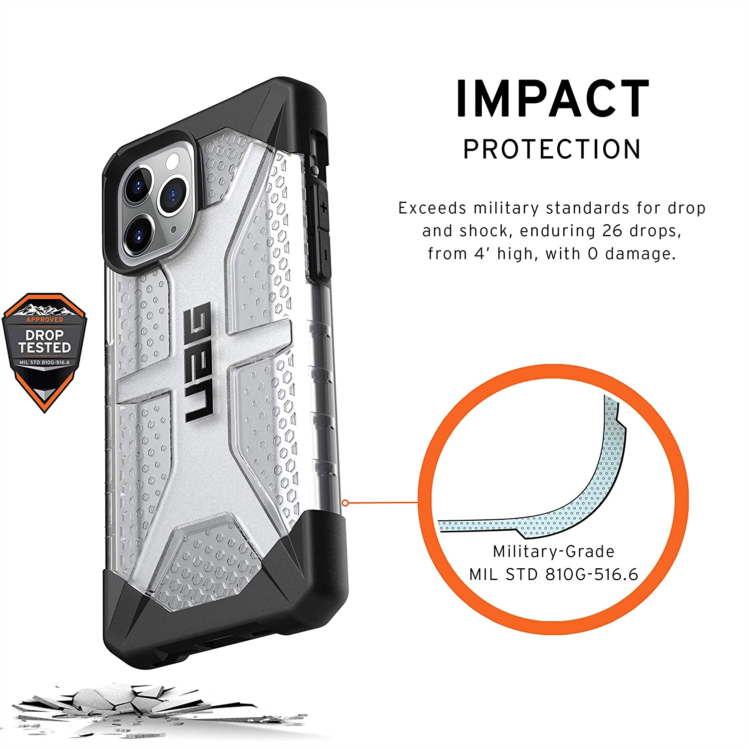 UAG iPhone 11 / Pro / Pro Max Plasma Bulu-Ringan Kes Kejatuhan Tentera Lasak Tentera yang Diuji
