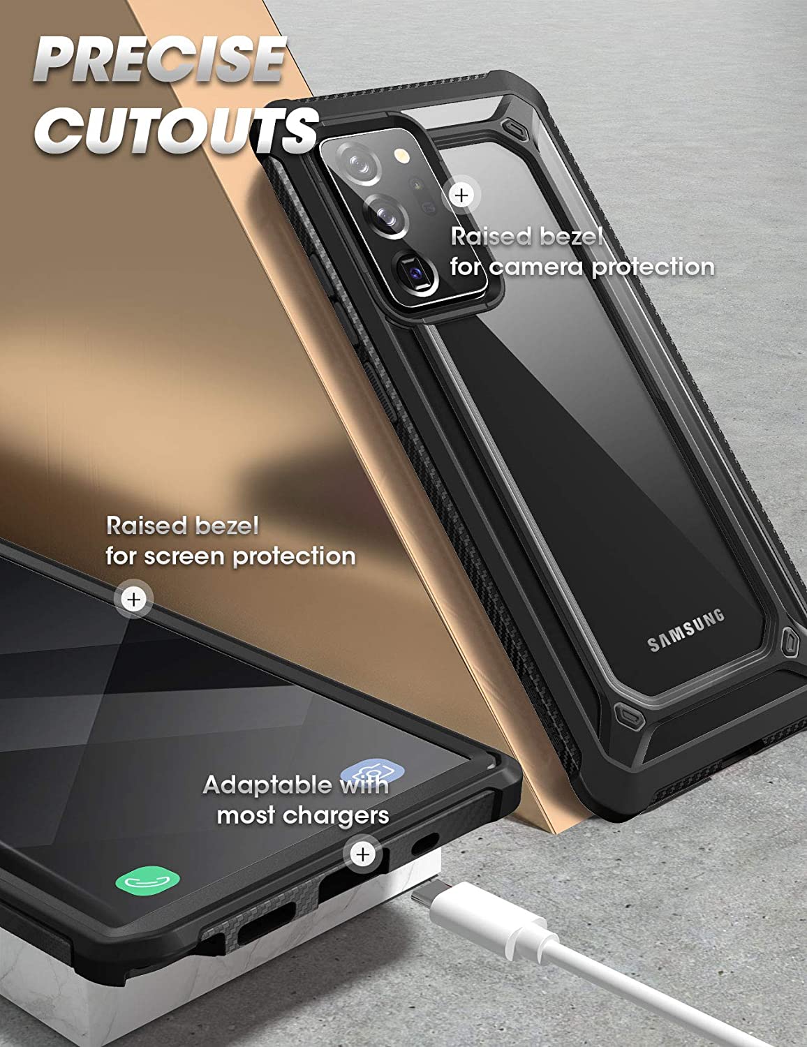 SUPCASE Unicorn Beetle EXO Galaxy Note 20 / Note 20 Ultra Premium Hybrid Protective Clear Bumper Case (Hitam)