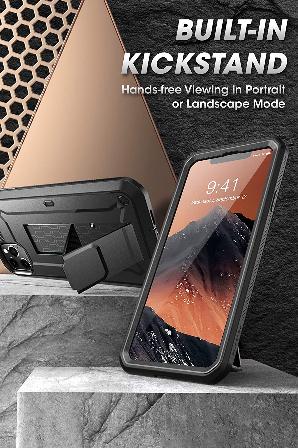 SUPCASE Unicorn Beetle Pro Series iPhone 11 / Pro / Pro Max Pelindung Skrin Terbina Dalam Sarung Sarung Lasak Seluruh Badan Hitam