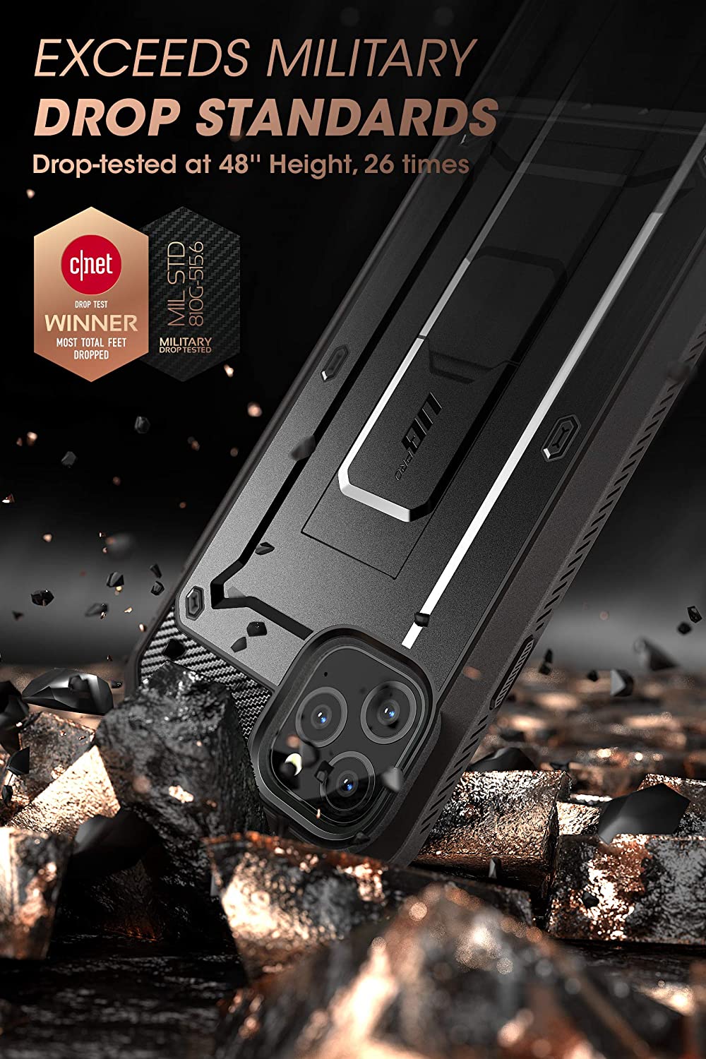 SUPCASE Unicorn Beetle Pro Series iPhone 11 / Pro / Pro Max Pelindung Skrin Terbina Dalam Sarung Sarung Lasak Seluruh Badan Hitam