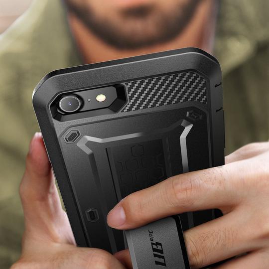SUPCASE Unicorn Beetle Pro Series iPhone SE (2020) / 8/7 Sarung Sarung Lasak Seluruh Badan dengan Pelindung Skrin Terbina Dalam (Hitam)