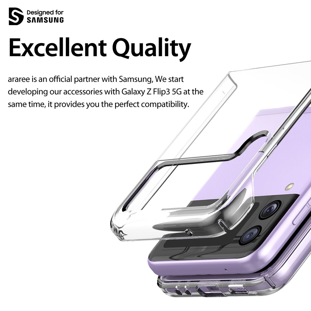 Araree NUKIN Samsung Galaxy Z Flip 3 5G(2021) Thin Clear Crystal Transparent Clear Transparent Scratchproof Lightweight Full Protective Case - Clear