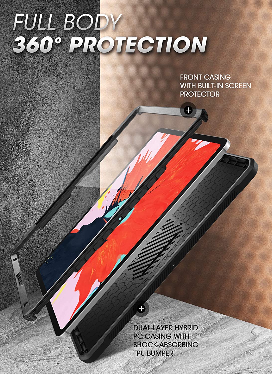 SUPCASE UB Pro iPad Pro 11 / 12.9 inci Menyokong Pengecasan Pensil Apple dengan Pelindung Skrin Terbina Dalam Sarung Pelindung Kickstand Lasak Seluruh Badan