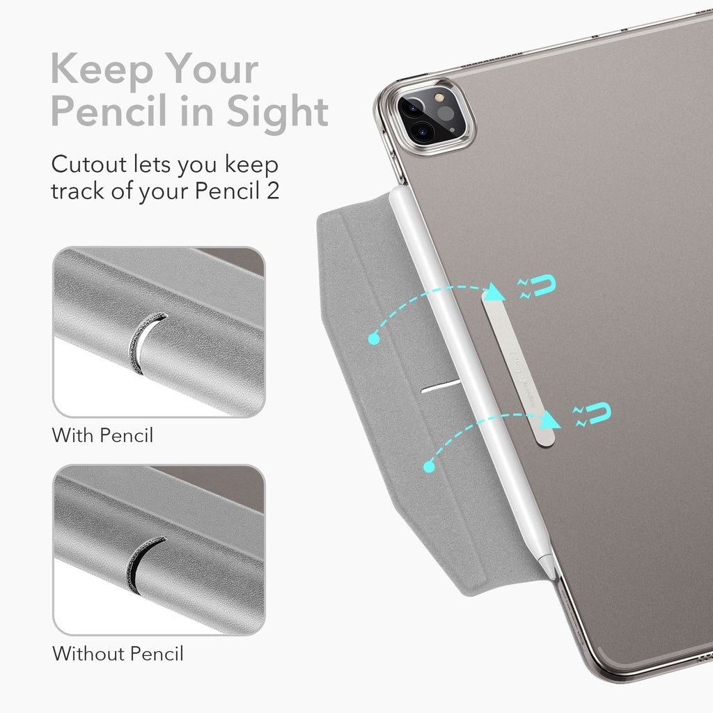ESR Ascend Trifold Smart Case iPad Pro 11 /12.9(2021) Auto Sleep/Wake [Supports Apple Pencil 2 Wireless]
