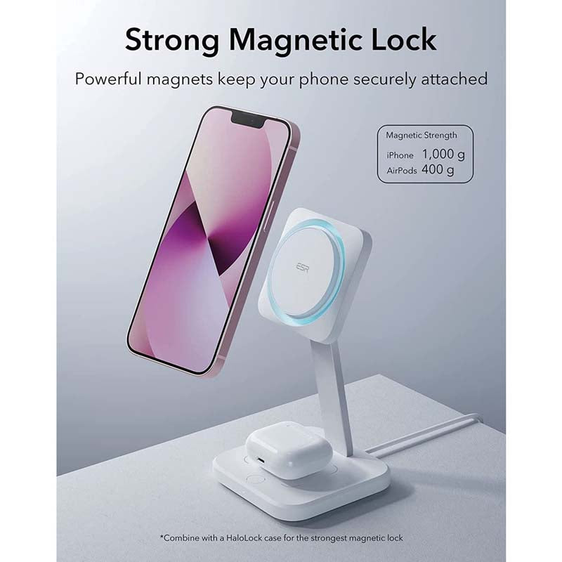 Pengecas Wayarles 2-dalam-1 ESR HaloLock dengan CryoBoost, Serasi dengan MagSafe, Pengecasan Pantas Penyejukan Telefon