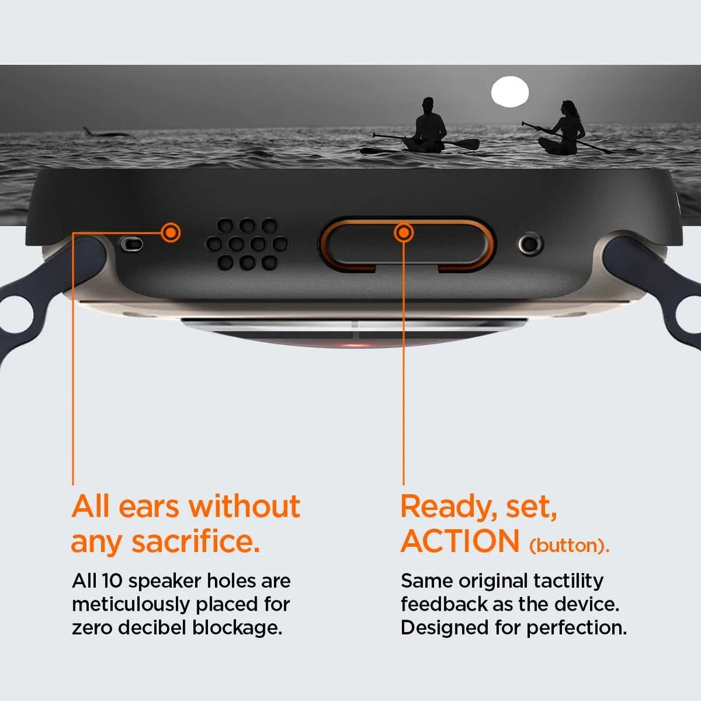 Spigen Thin Fit 360 dengan Pelindung Skrin Kaca Terbaja untuk Sarung Apple Watch Ultra 49mm - Hitam