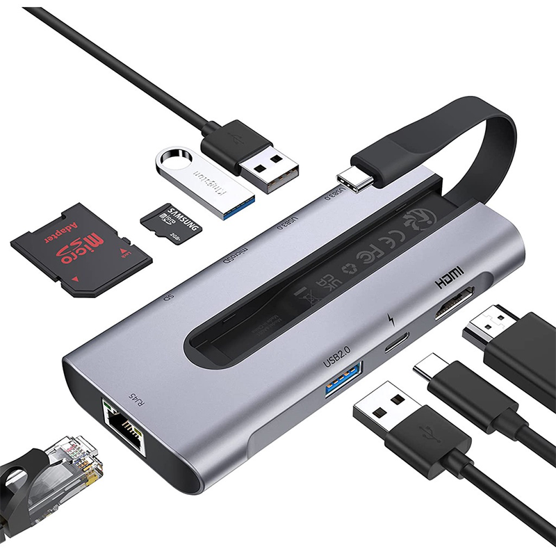 USB C Hub Ethernet 8 in 1 USB C Hub HDMI 4K 30Hz 100W PD All Type