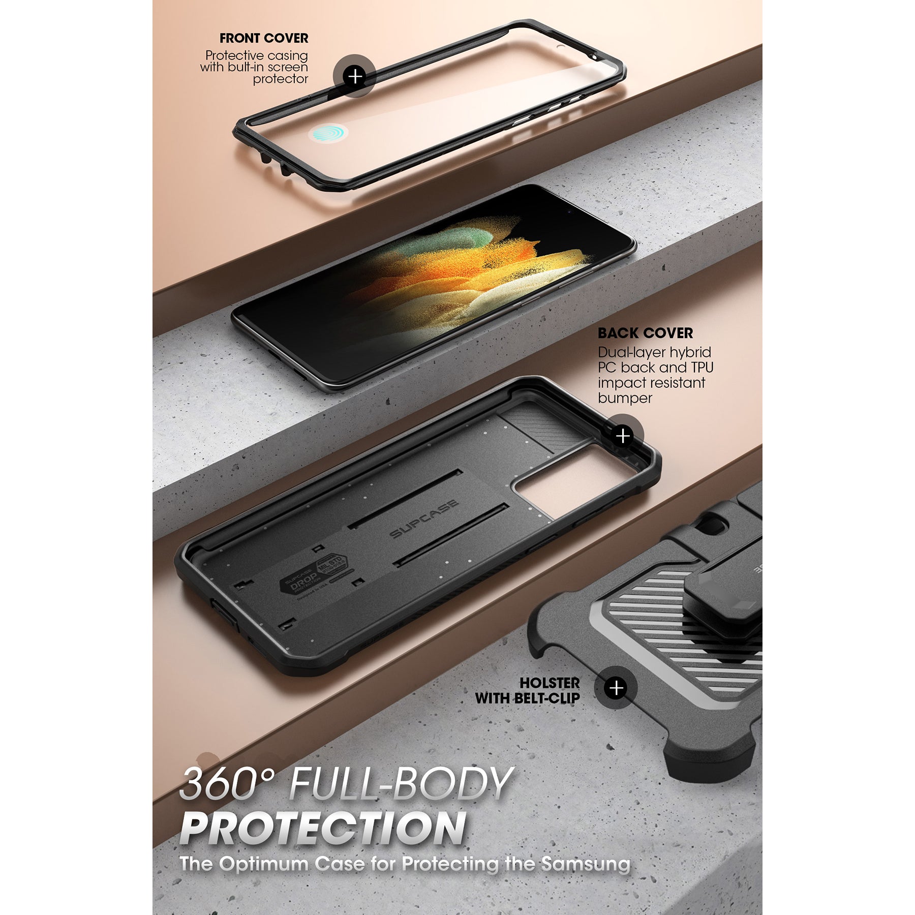 SUPCASE Galaxy S21 FE Unicorn Beetle PRO Sarung Lasak - Hitam