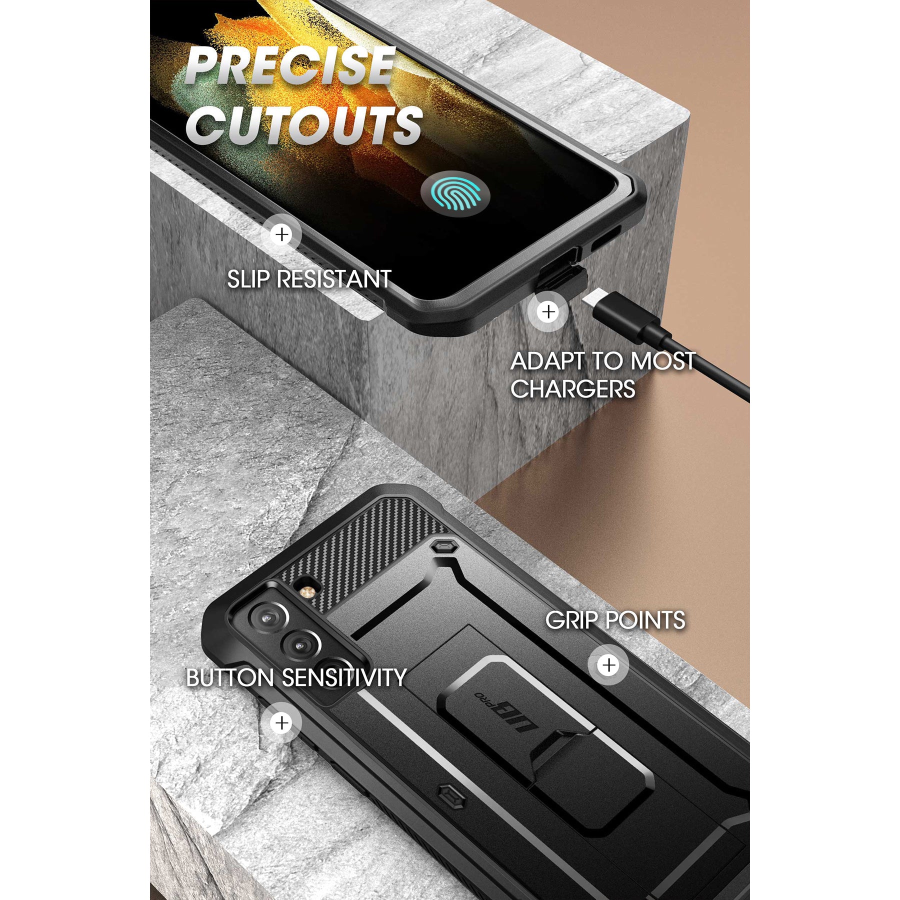 SUPCASE Galaxy S21 FE Unicorn Beetle PRO Sarung Lasak - Hitam