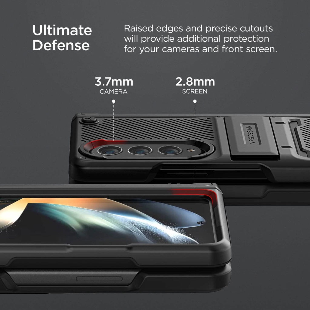 VRS Design Quick Stand Active S for Galaxy Z Fold 4 Case (2022), Premium [Multi Functional Hinge Protection - Pen Cover