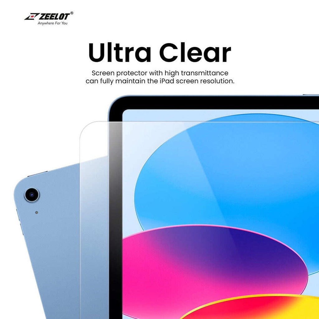 ZEELOT SOLIDsleek 2.5D Pelindung Skrin Kaca Terbaja untuk iPad 10th Gen 10.9" (2022)