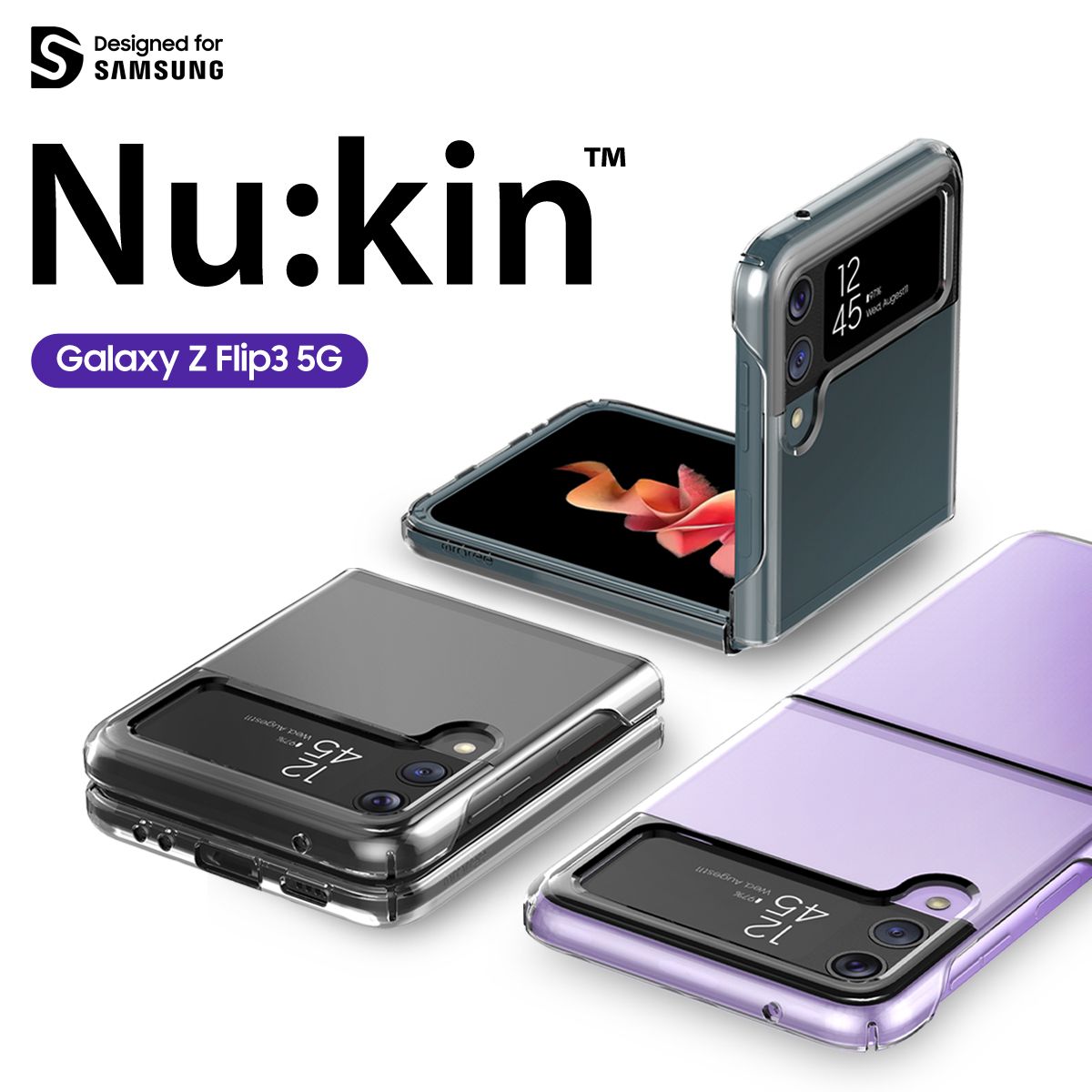 Araree NUKIN Samsung Galaxy Z Flip 3 5G(2021) Thin Clear Crystal Transparent Clear Transparent Scratchproof Lightweight Full Protective Case - Clear