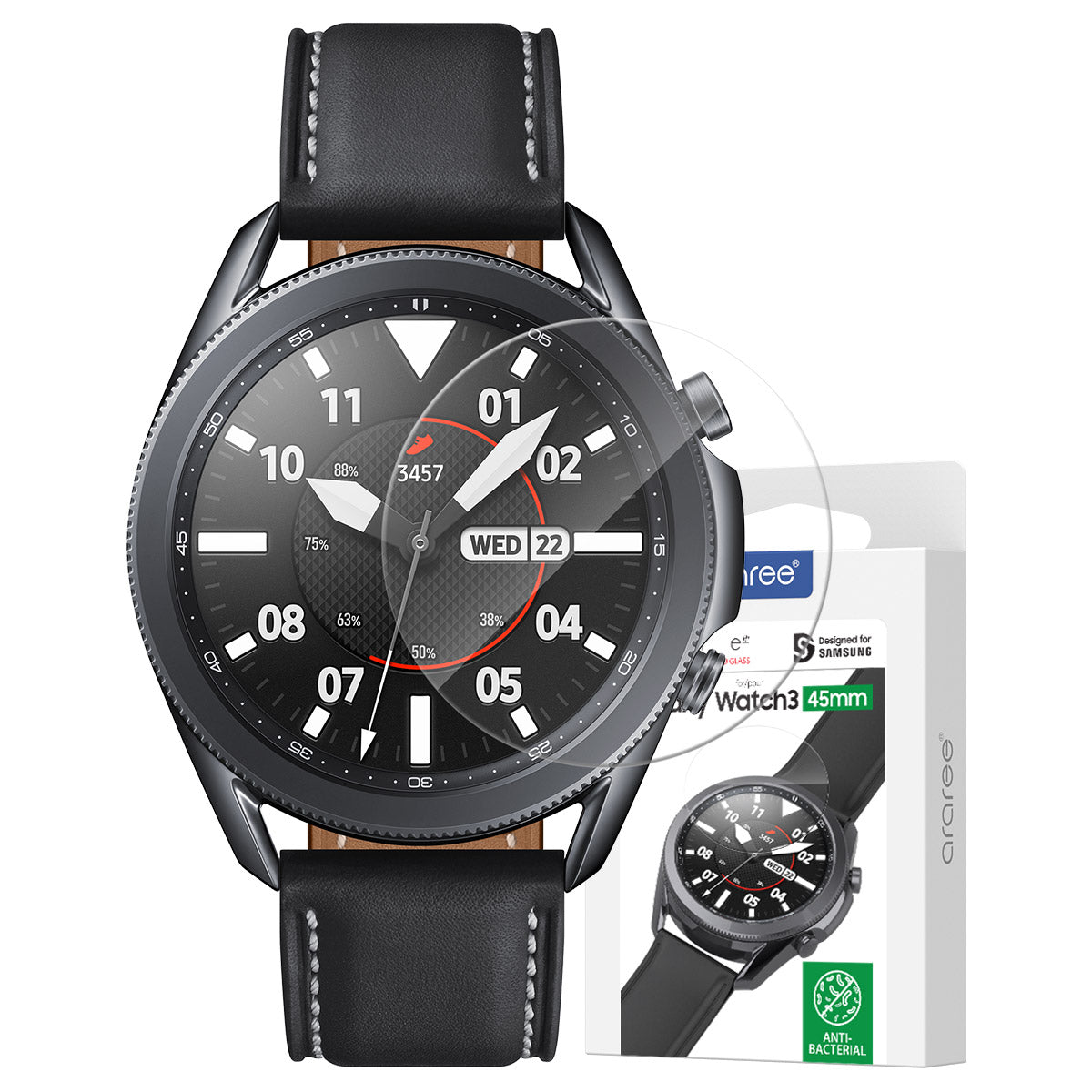 Araree Sub-Core Samsung Galaxy Watch 3 Glass Screen Protector 45mm & 41mm