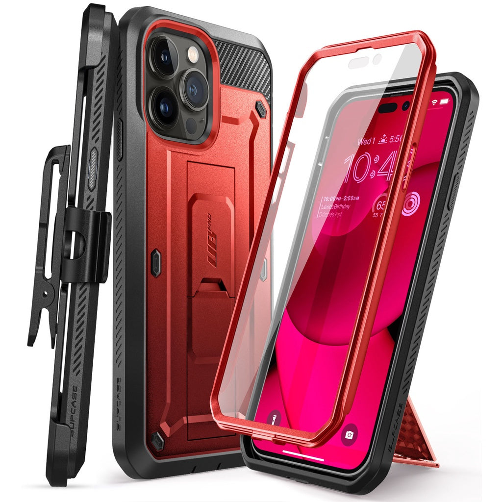 SUPCASE Unicorn Beetle Pro Case untuk iPhone 14/Pro/Plus/Pro Max Pelindung Skrin Terbina Dalam & Kickstand & Belt-Clip Lasak