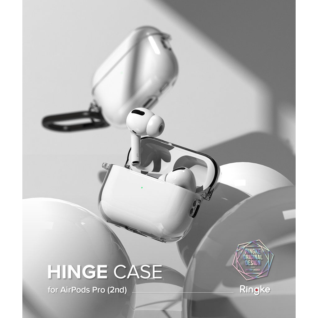 Ringke Hinge Compatible with AirPods Pro 2 Case 2nd Generation (2022), Transparent Cover with Keychain Carabiner