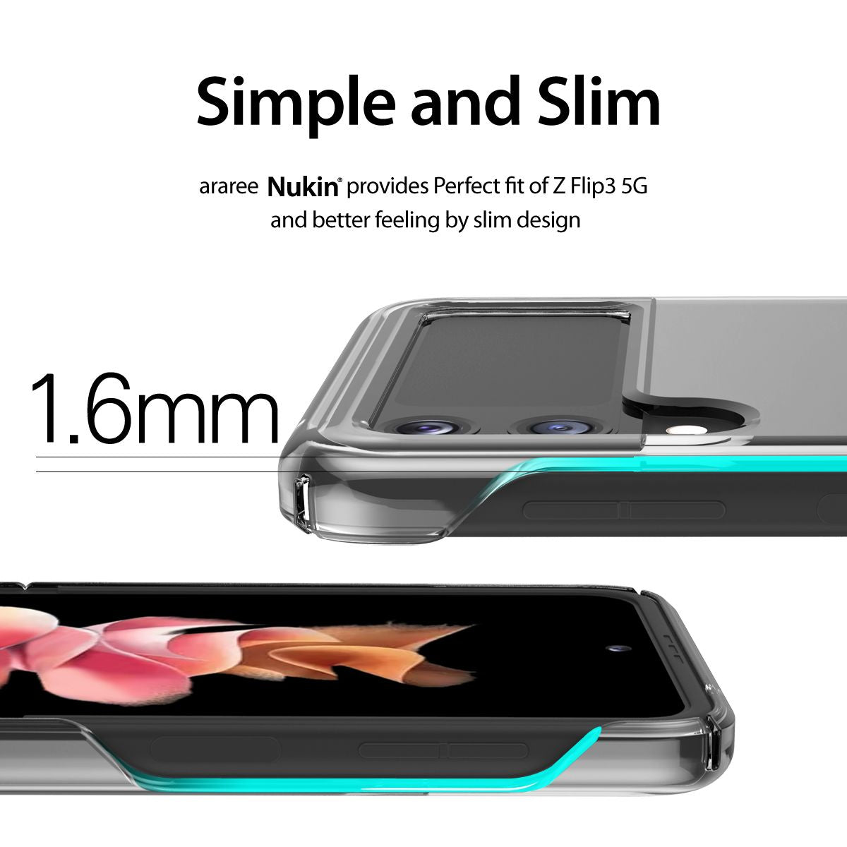 Araree NUKIN Samsung Galaxy Z Flip 3 5G(2021) Thin Clear Crystal Transparent Clear Transparent Scratchproof Lightweight Full Protective Case - Clear