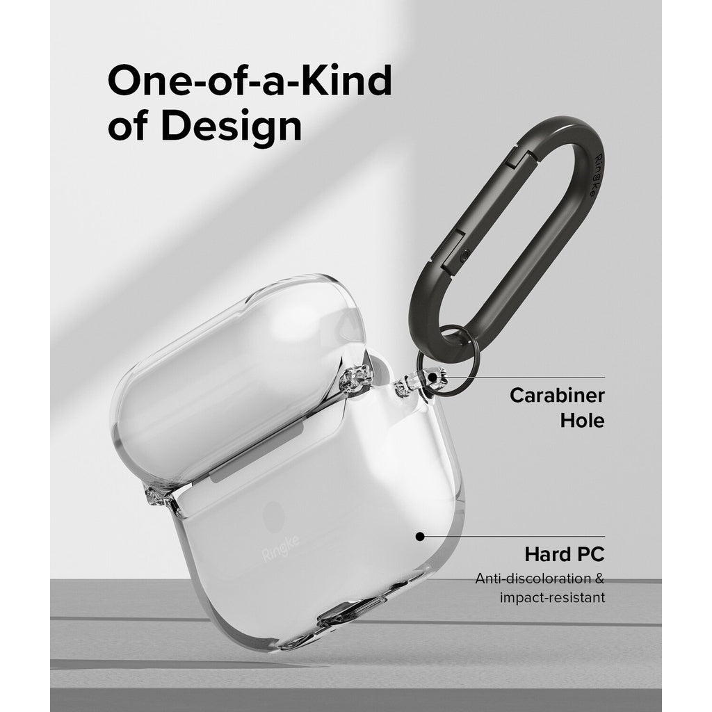 Ringke Hinge Compatible with AirPods Pro 2 Case 2nd Generation (2022), Transparent Cover with Keychain Carabiner