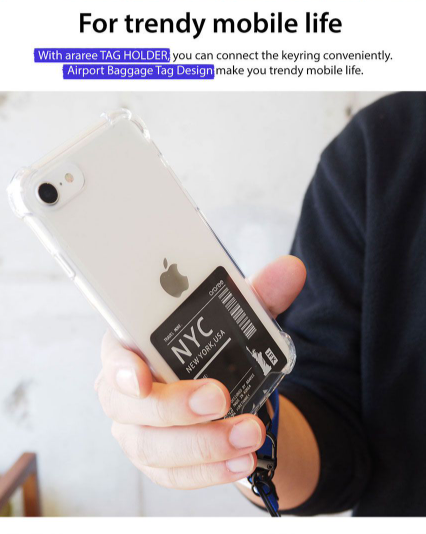 Araree TAG HOLDER External Strap Hole, Regardless of Smartphone Models, Strap Holder that Can Be Attached with External Strap Holes
