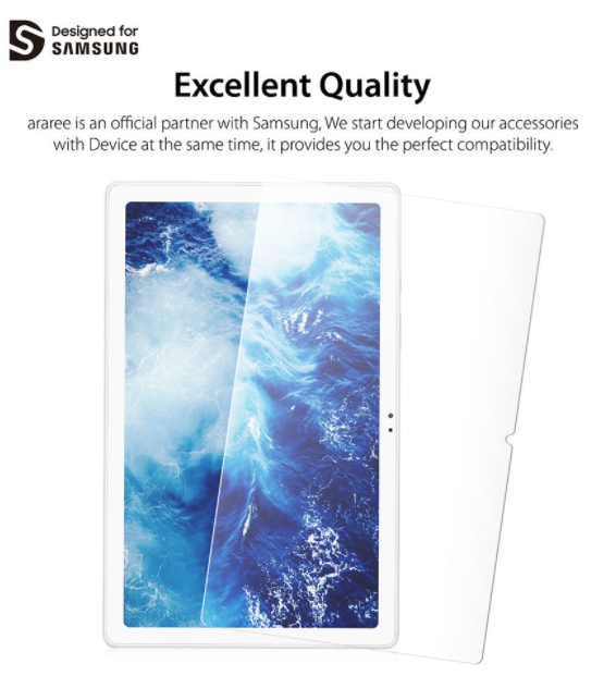 Kaca Sub Teras Araree Galaxy Tab A7 (2020) Pelindung Skrin Kaca Terbaja Anti-Bakteria