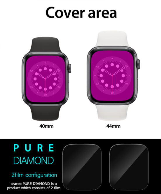 Araree Pure Diamond Apple Watch 6 / SE / 5 / 4 Screen Protector 44mm & 40mm (2pcs)