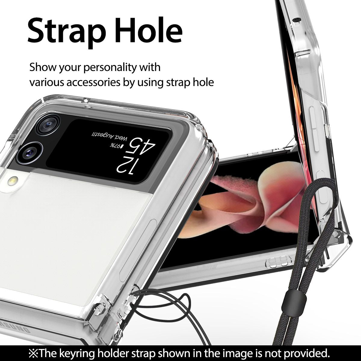 Araree NUKIN 360 Samsung Galaxy Z Flip 3 5G(2021) Crystal Clear Sarung Lutsinar Keras Polikarbonat Ringan - Jelas