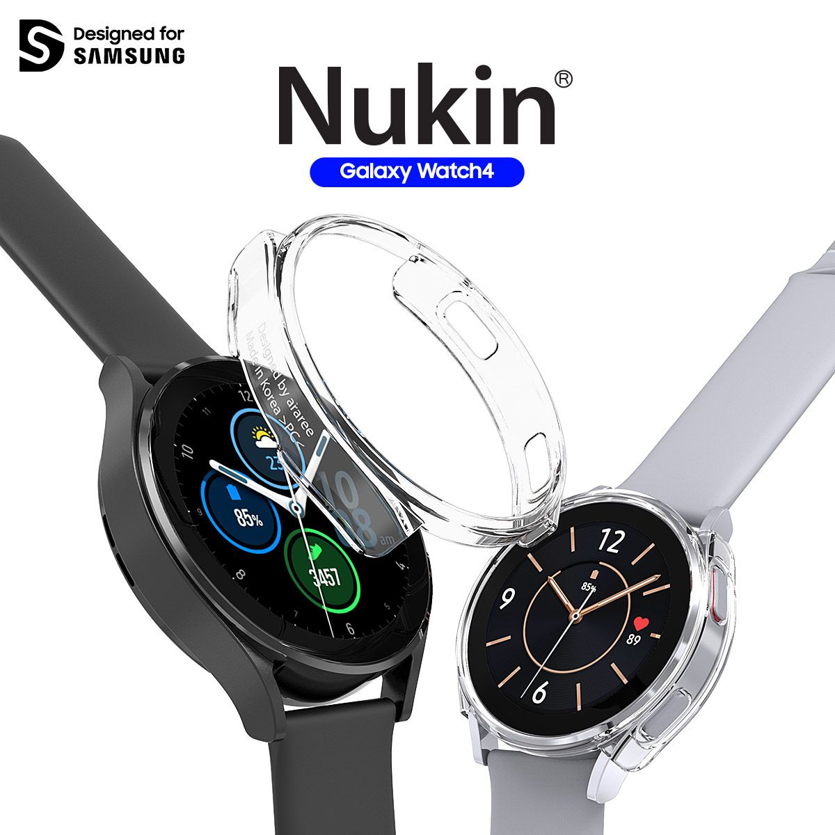 Araree NUKIN Samsung Galaxy Watch 4 (2021) Sarung Lutsinar Sejernih Kristal Pelindung PC Keras Sarung Kalis Gores Ringan