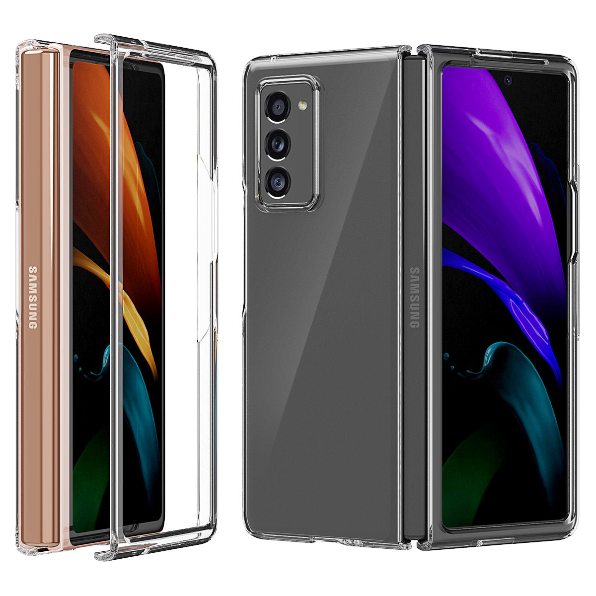 Araree Nukin Galaxy Z Fold 2 Sarung Polikarbonat Keras Lutsinar (Jelas)