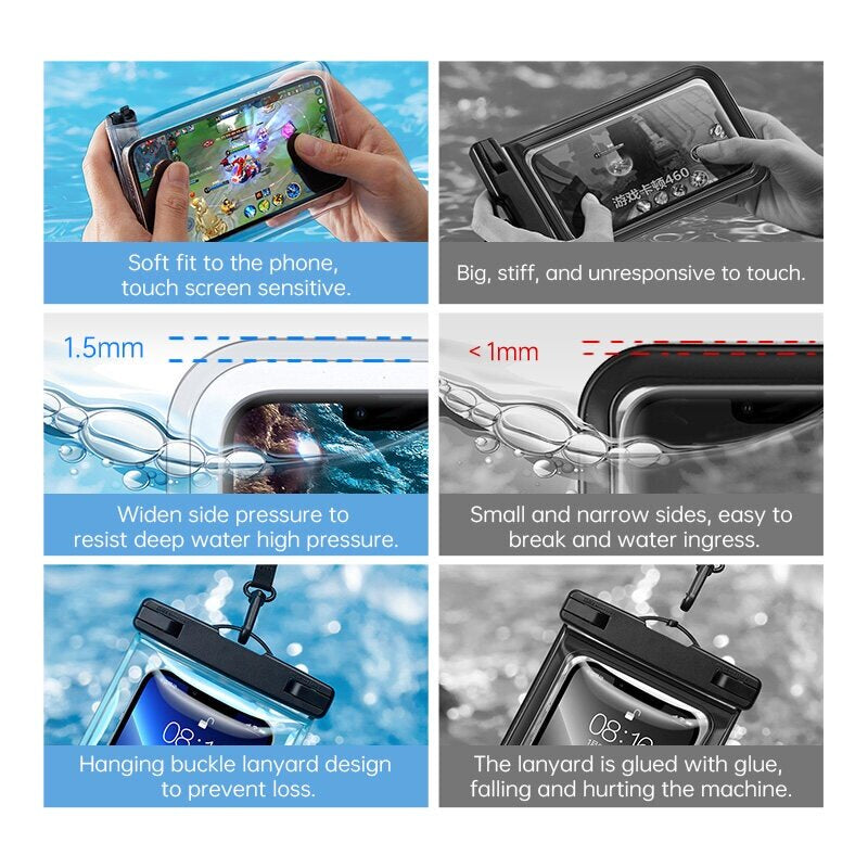 Beg Telefon Kalis Air ESR IPX8 Beg Telefon Kalis Air Berenang Perlindungan Universal Sarung Kalis Air untuk iPhone 13 12 11
