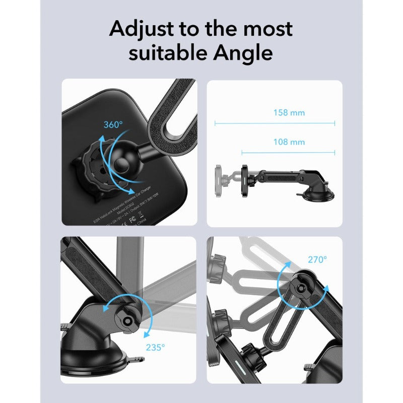 ESR HaloLock Magnetic Wireless Car Charger Mount untuk iPhone 12 Pro Max 15W Papan Pemuka Pengecas Kereta Magnet