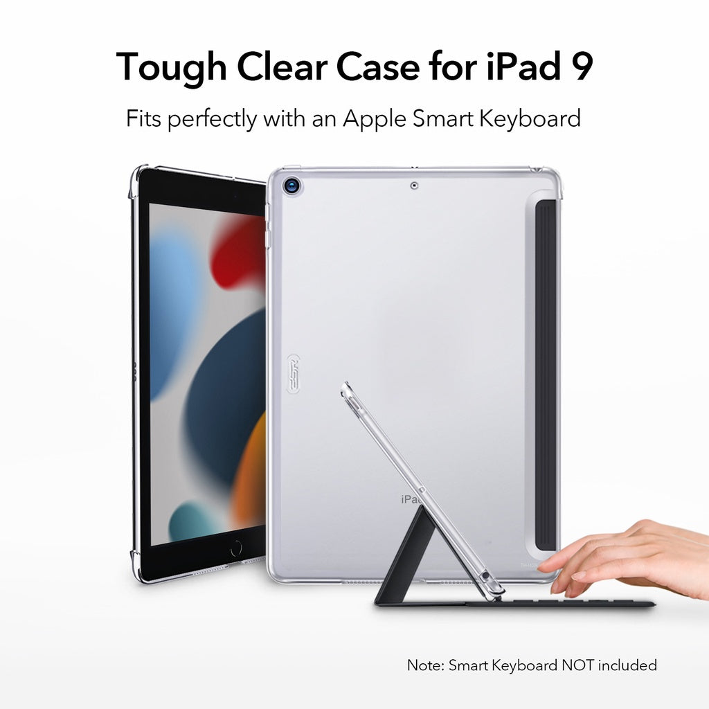 ESR Case for iPad 9/8/7 10.2" Back Case Translucent Slim Hard Shell Supports Smart Keyboard & Smart Cover