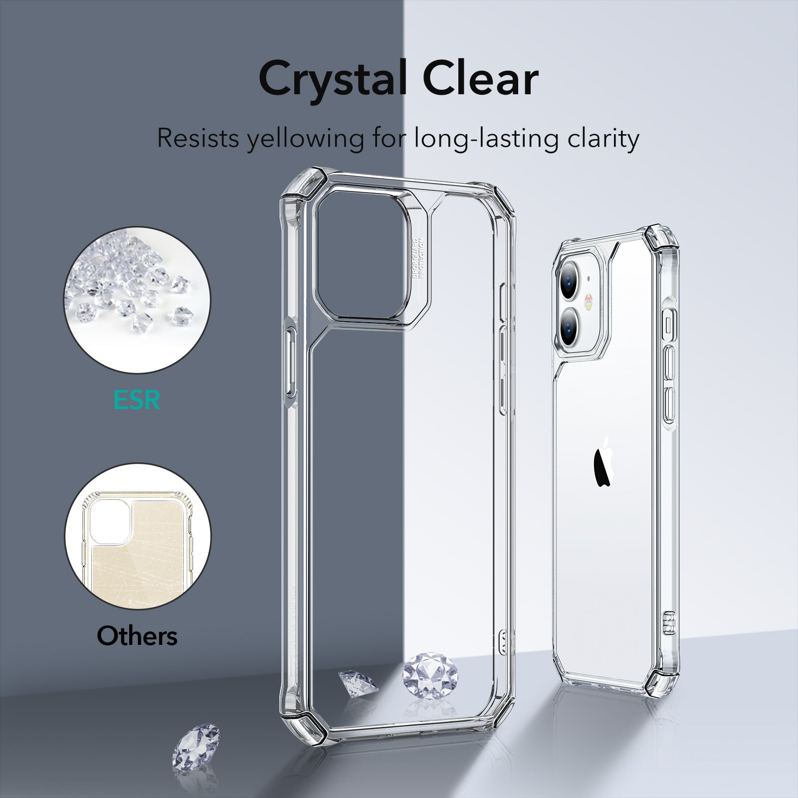 ESR Air Armor iPhone 13 & 12 / Pro Max Case Shock-Absorbing Scratch-Resistant Military Grade Protection Hard Polycarbonate + Flexible Polymer Frame