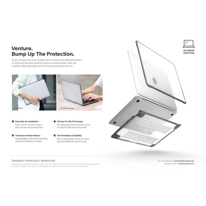 UNIQ VENTURE HYBRID CASE FROST/CHARCOAL (GREY) FOR MACBOOK PRO 14 (2021) / MACBOOK PRO 16 (2021) COVER