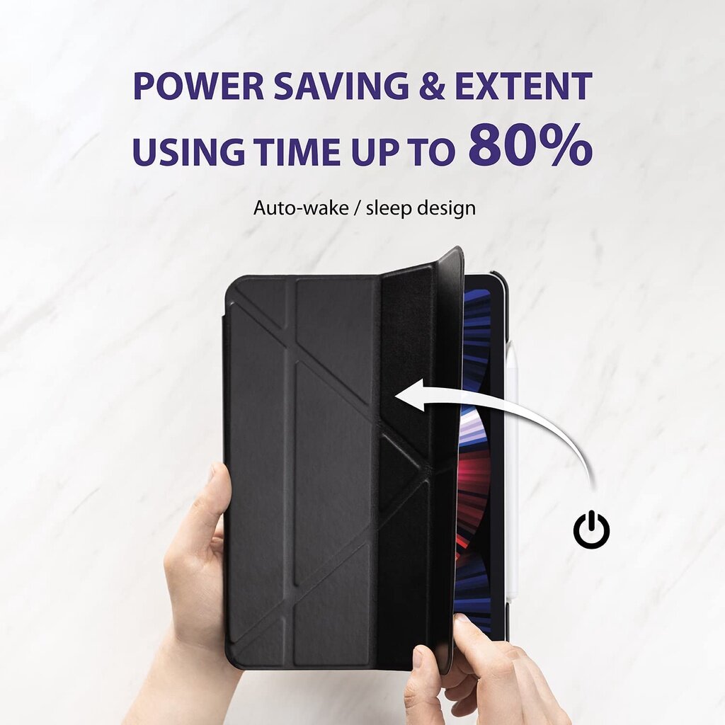 SwitchEasy Origami (Hitam) dengan Pemegang Pensel Sarung Folio Pelindung dengan Pendiri Lipat iPad Pro 11" & iPad Air 10.9" Sarung Sarung