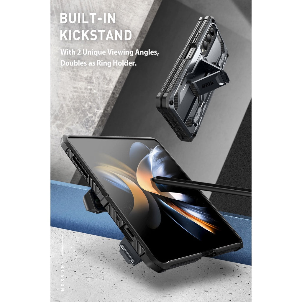 i-Blason Armorbox Case untuk Samsung Galaxy Z Fold 4Pen Pemegang & Kickstand, Pelindung Skrin Terbina Dalam Pelindung Badan Penuh
