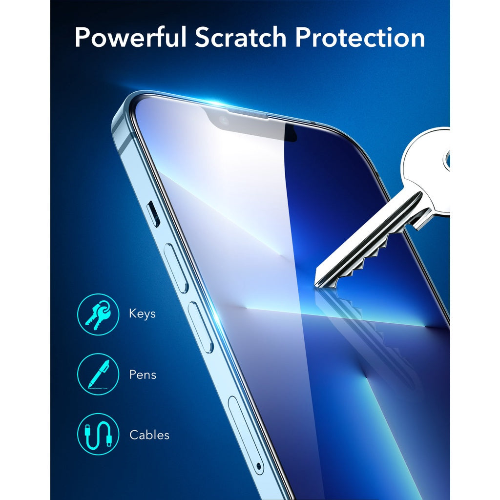 Perisai Skrin ESR iPhone 13 & 12 / Pro / Pro Max (2 Pek) Pelindung Skrin Kaca Penutup Penuh Kaca Terbaja