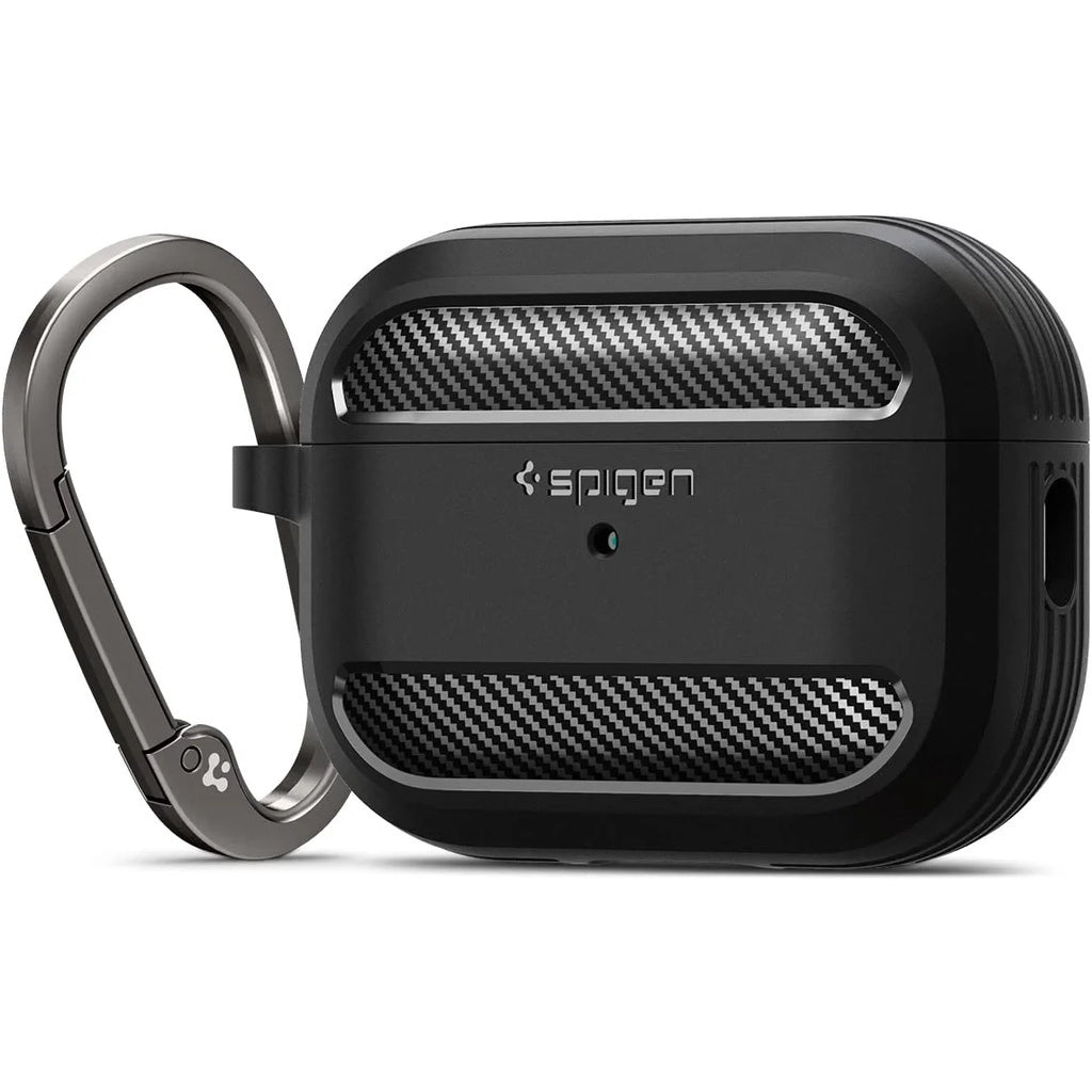 Spigen Rugged Armor Direka untuk Airpods Pro 2 Case (2022) Airpods Pro 2 Case Cover dengan Keychain - Matte Black