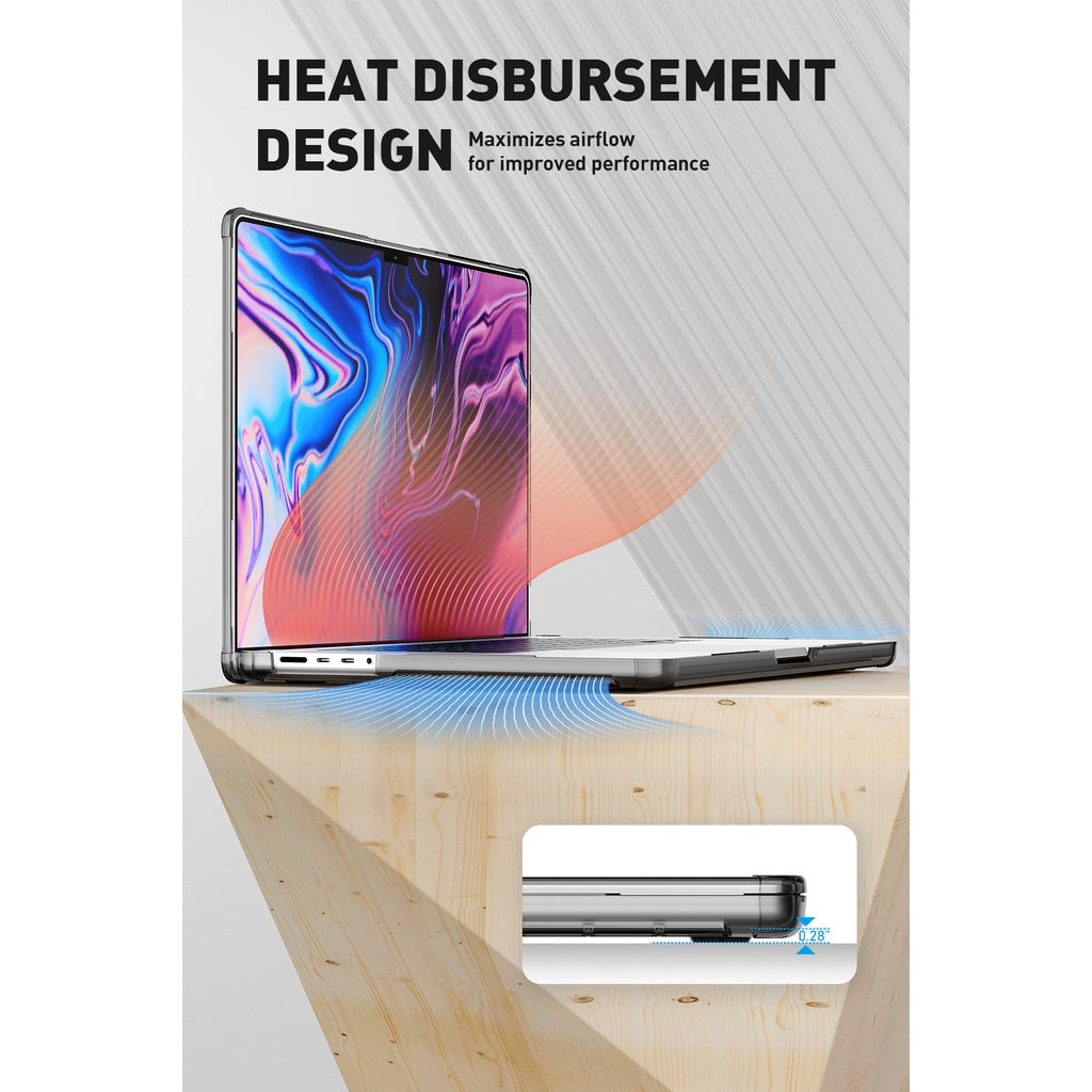 SUPCASE Unicorn Beetle Clear Slim Case (Hitam)Pelindung Tahan Calar MacBook Pro 14 /16 M1 Pro / M1 Max