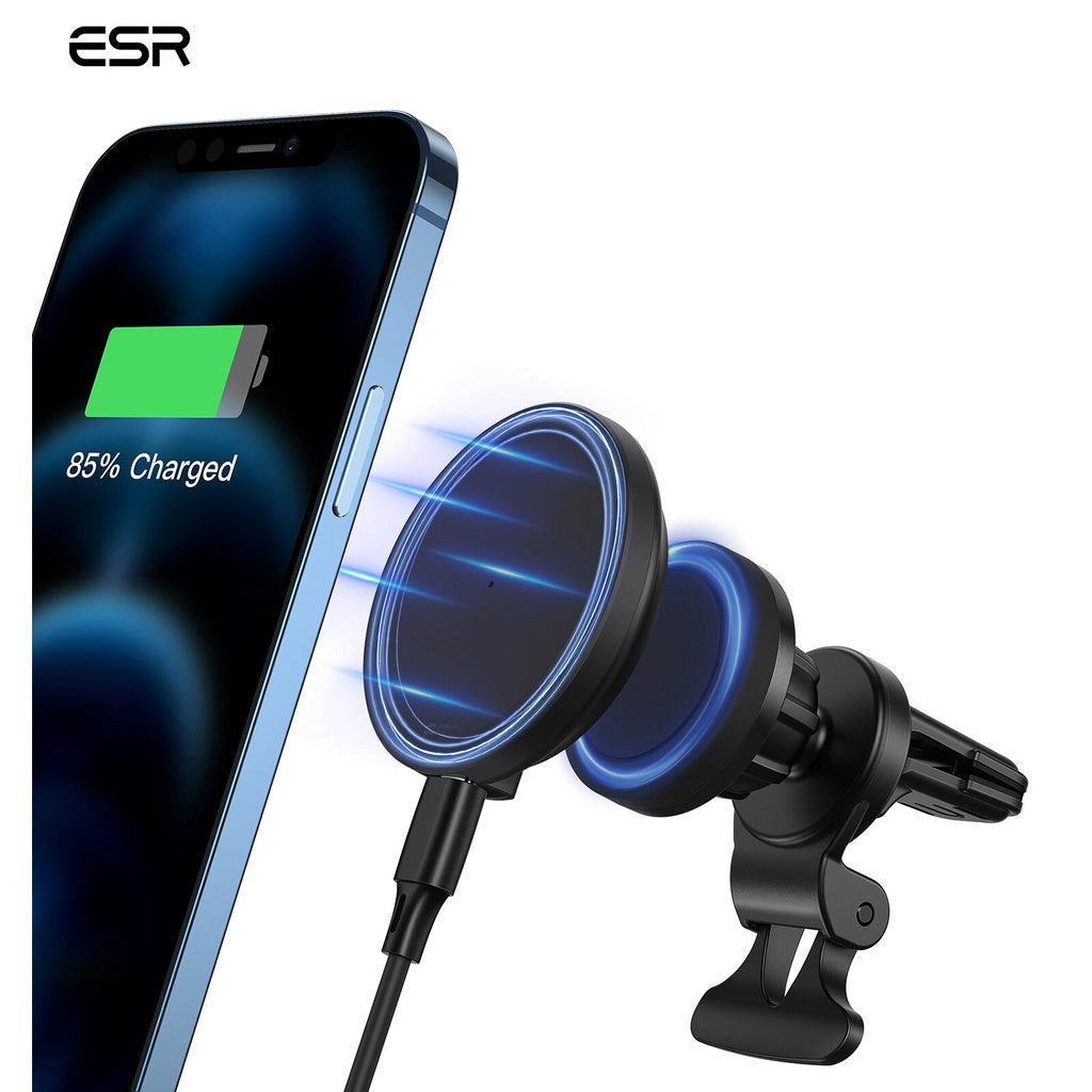 Pengecas Kereta Wayarles ESR Mod Pad Pengecasan Magnetik Boleh Tanggal untuk iPhone 13 12 Pro Max Sokongan untuk MagSafe