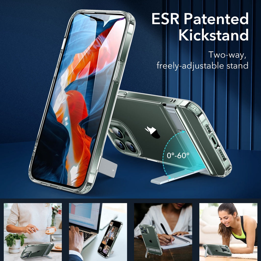 ESR Metal Kickstand iPhone 13 / 13 Pro Max Two-Way Stand Reinforced Drop Protection Flexible TPU Soft Back Case