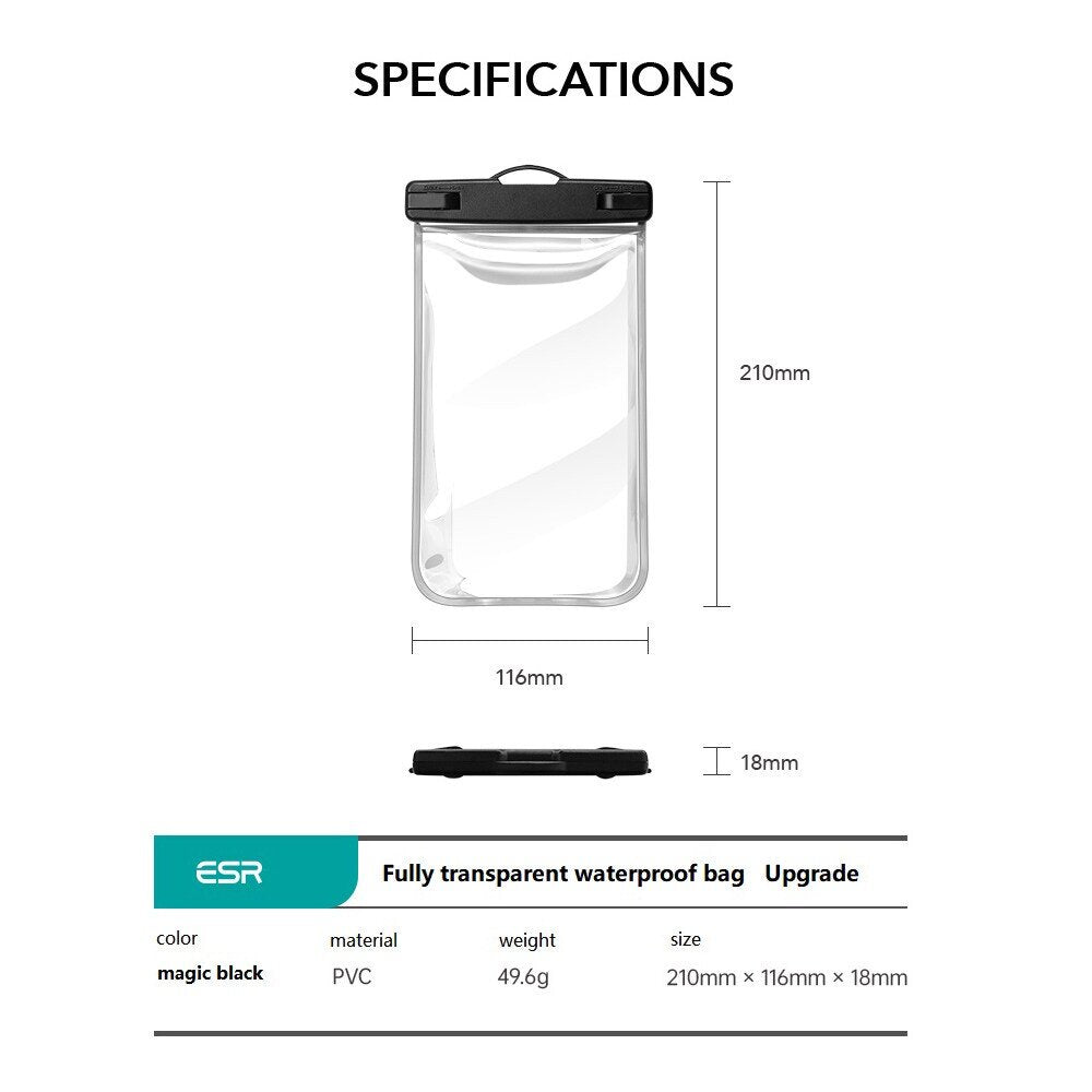 Beg Telefon Kalis Air ESR IPX8 Beg Telefon Kalis Air Berenang Perlindungan Universal Sarung Kalis Air untuk iPhone 13 12 11
