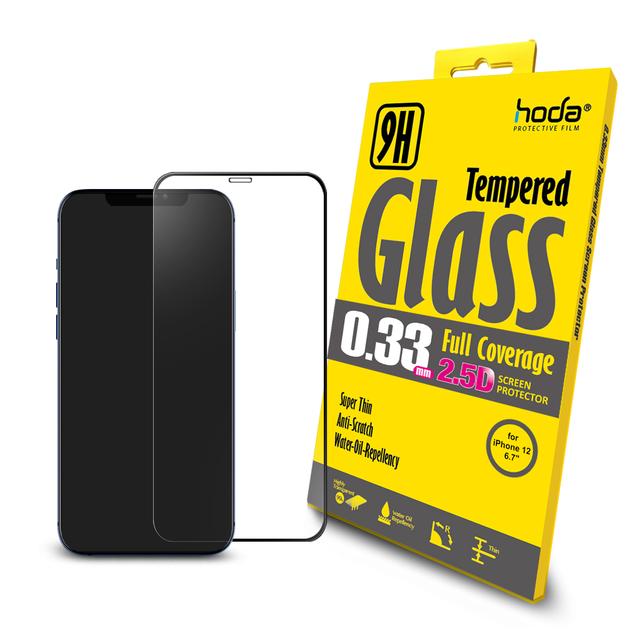 HODA 2.5D 0.33mm Liputan Penuh /iPhone 12/ Pro / Pro Max / Pelindung Skrin Kaca Terbaja Mini